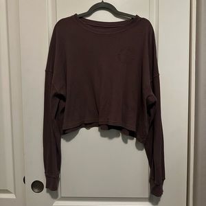 SET ACTIVE waffle knit cropped long sleeve shirt